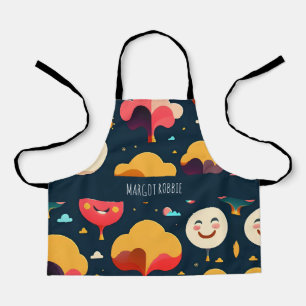 3D Smile Faces Yellow Colourful Pattern Apron