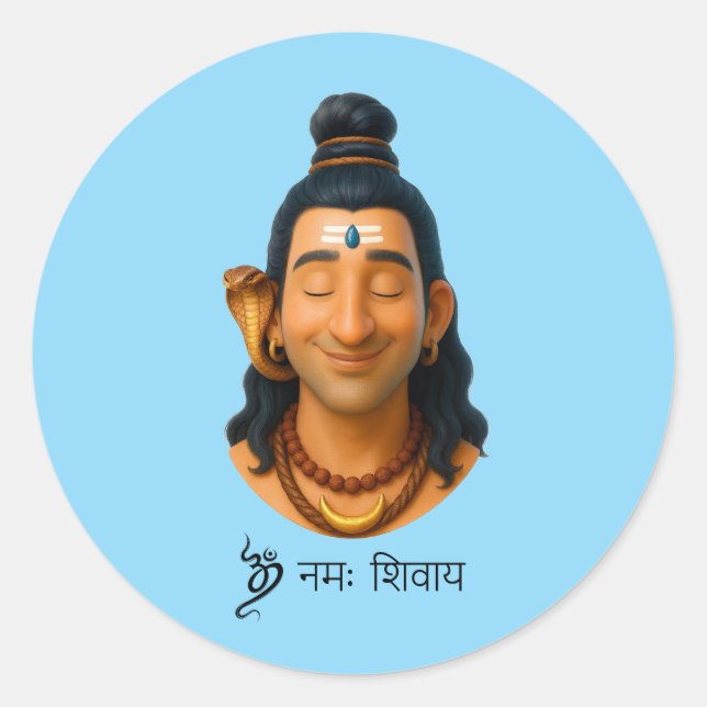 3D Smiling Lord Shiva  Classic Round Sticker (Front)