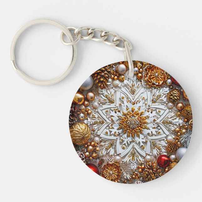 3d snowflake ornament key ring (Front)