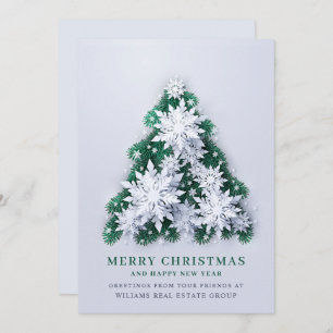 3D Snowflakes Christmas Tree Corporate Greeting Holiday Card