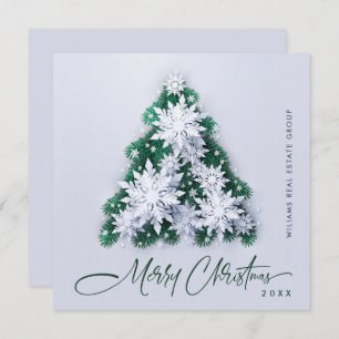 3D Snowflakes Christmas Tree Corporate Greeting Holiday Card