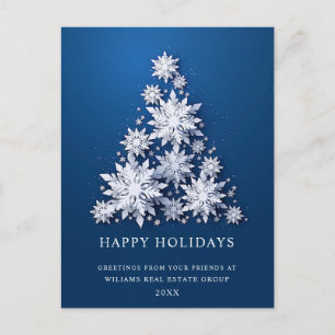 3D Snowflakes Christmas Tree Corporate Greeting Postcard