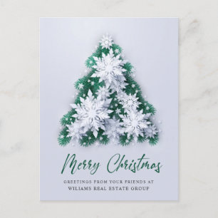3D Snowflakes Christmas Tree Corporate Greeting Postcard