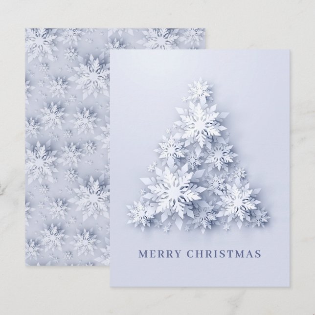 3D Snowflakes Christmas Tree Greeting Holiday Card (Front/Back)
