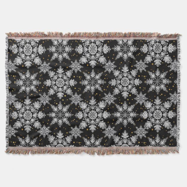 3d snowflakes throw blanket (Front)
