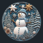 3D Snowman Chirstmas  Classic Round Sticker<br><div class="desc">3D Cute Chirstmas Sticker</div>
