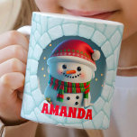 3D Snowman Christmas Custom Kids Hot Chocolate Coffee Mug<br><div class="desc">3D snowman Christmas custom kids hot chocolate mug</div>