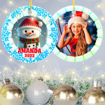 3D Snowman Christmas Custom Kids Photo Ceramic Ornament<br><div class="desc">3D Snowman Christmas Custom Kids Photo ceramic ornament. easily personalised with your name, photo</div>