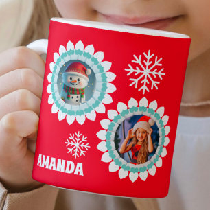 3D Snowman Christmas Personalized Kids Photo Coffee Mug