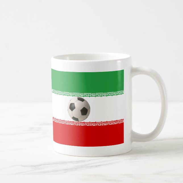 3D soccer ball with Iranian flag Coffee Mug (Right)