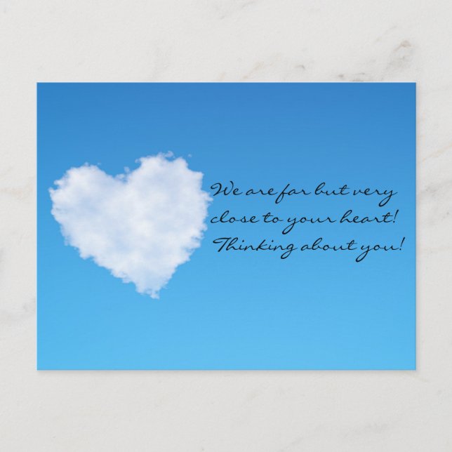 3D soft heart cloud. Thinking about you! Postcard (Front)