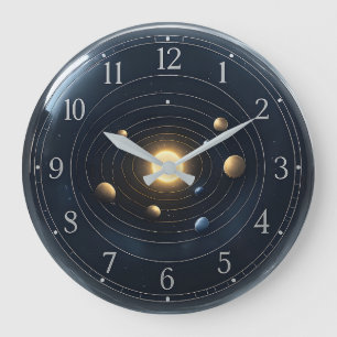 3D Solar System Wall Clock with Minimalist Dial