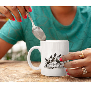 3D Songbirds Swirling Staff Coffee Mug
