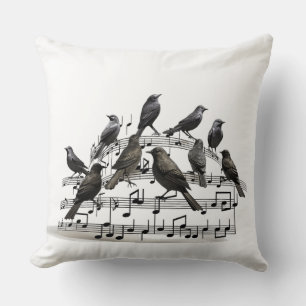 3D Songbirds Swirling Staff Cushion