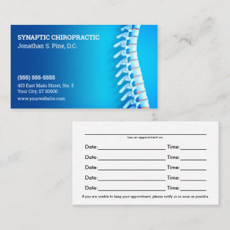 3D Spine Blue Chiropractic Appointment Card