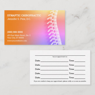3D Spine Multicolor Chiropractic Appointment Card