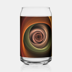 3D Spiral Abstract Warm Colors Modern Fractal Art Can Glass