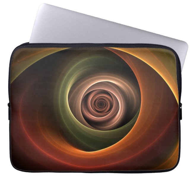 3D Spiral Abstract Warm Colors Modern Fractal Art Laptop Sleeve (Front)