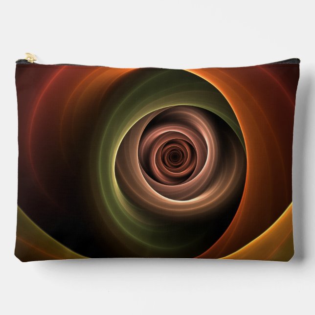 3D Spiral Abstract Warm Colours Modern Fractal Art Accessory Pouch (Front)