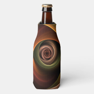3D Spiral Abstract Warm Colours Modern Fractal Art Bottle Cooler