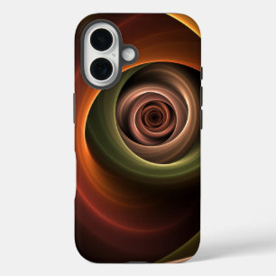 3D Spiral Abstract Warm Colours Modern Fractal Art iPhone 16 Case