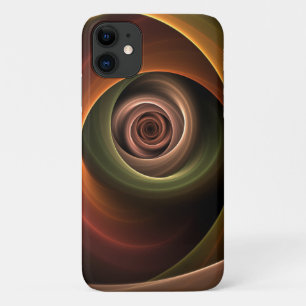 3D Spiral Abstract Warm Colours Modern Fractal Art iPhone 11 Case