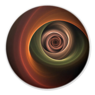 3D Spiral Abstract Warm Colours Modern Fractal Art Ceramic Knob
