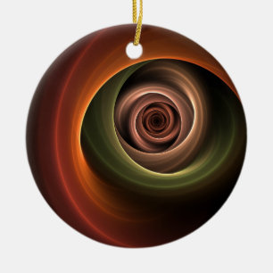 3D Spiral Abstract Warm Colours Modern Fractal Art Ceramic Ornament