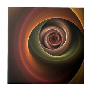 3D Spiral Abstract Warm Colours Modern Fractal Art Ceramic Tile