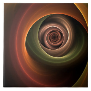 3D Spiral Abstract Warm Colours Modern Fractal Art Ceramic Tile