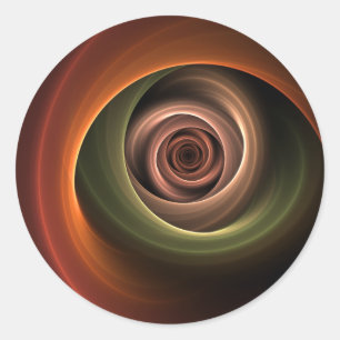 3D Spiral Abstract Warm Colours Modern Fractal Art Classic Round Sticker
