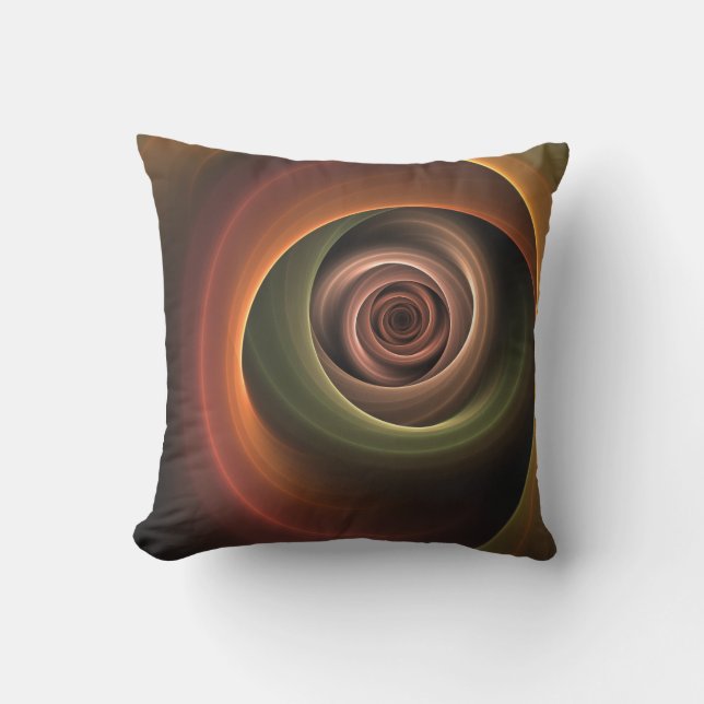 3D Spiral Abstract Warm Colours Modern Fractal Art Cushion (Front)