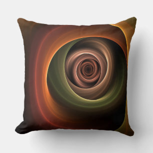 3D Spiral Abstract Warm Colours Modern Fractal Art Cushion
