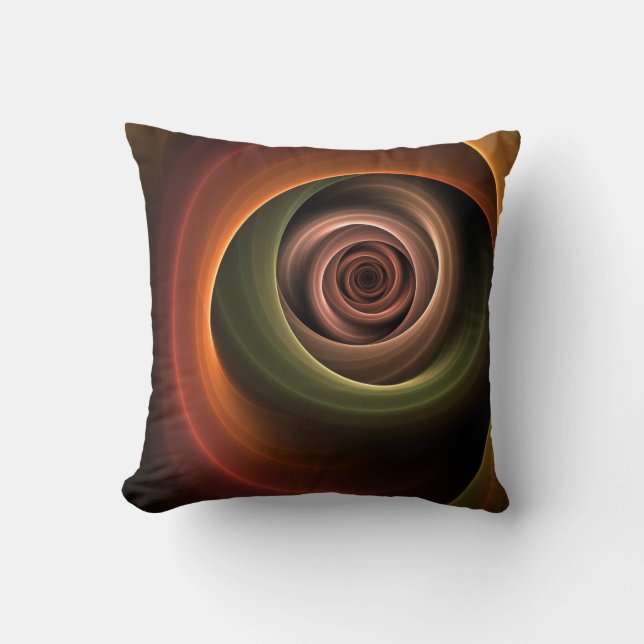 3D Spiral Abstract Warm Colours Modern Fractal Art Cushion (Front)