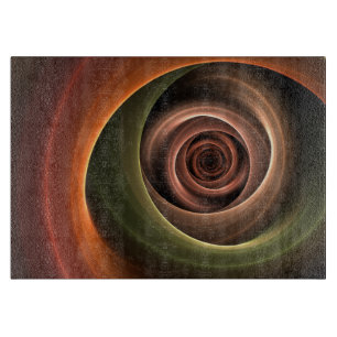 3D Spiral Abstract Warm Colours Modern Fractal Art Cutting Board