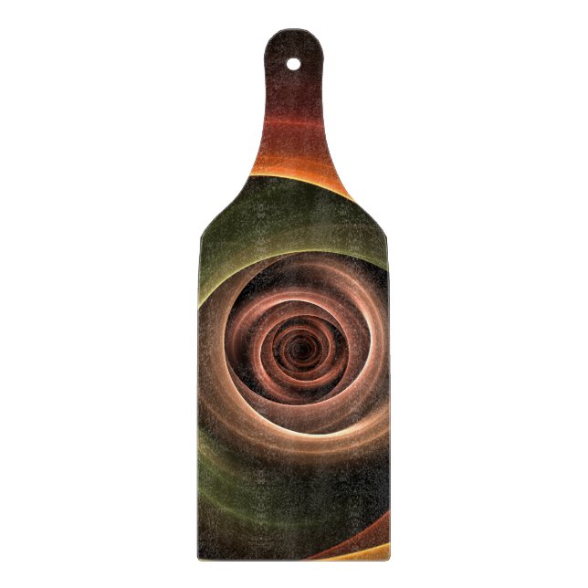 3D Spiral Abstract Warm Colours Modern Fractal Art Cutting Board (Front)