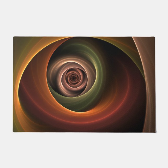 3D Spiral Abstract Warm Colours Modern Fractal Art Doormat (Front)