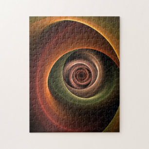 3D Spiral Abstract Warm Colours Modern Fractal Art Jigsaw Puzzle
