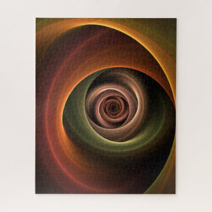 3D Spiral Abstract Warm Colours Modern Fractal Art Jigsaw Puzzle