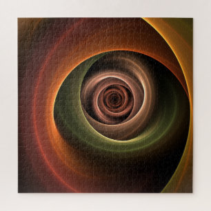 3D Spiral Abstract Warm Colours Modern Fractal Art Jigsaw Puzzle