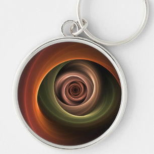 3D Spiral Abstract Warm Colours Modern Fractal Art Key Ring