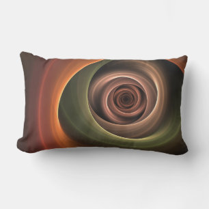 3D Spiral Abstract Warm Colours Modern Fractal Art Lumbar Cushion