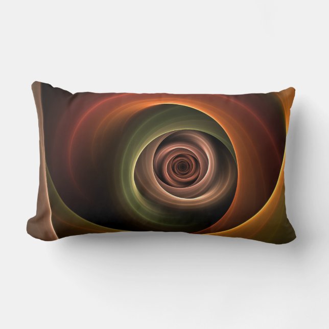 3D Spiral Abstract Warm Colours Modern Fractal Art Lumbar Cushion (Front)