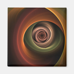 3D Spiral Abstract Warm Colours Modern Fractal Art Magnet