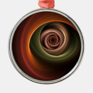 3D Spiral Abstract Warm Colours Modern Fractal Art Metal Ornament