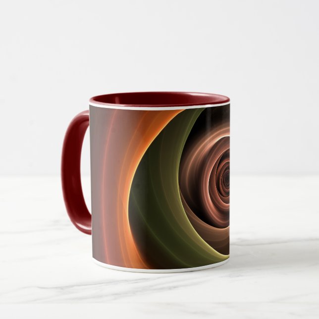 3D Spiral Abstract Warm Colours Modern Fractal Art Mug (Front Left)
