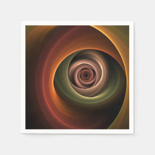 3D Spiral Abstract Warm Colours Modern Fractal Art Napkin