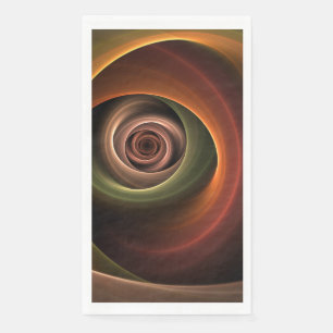 3D Spiral Abstract Warm Colours Modern Fractal Art Napkin