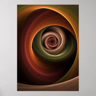 3D Spiral Abstract Warm Colours Modern Fractal Art Poster