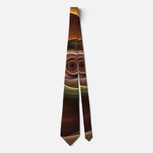 3D Spiral Abstract Warm Colours Modern Fractal Art Tie
